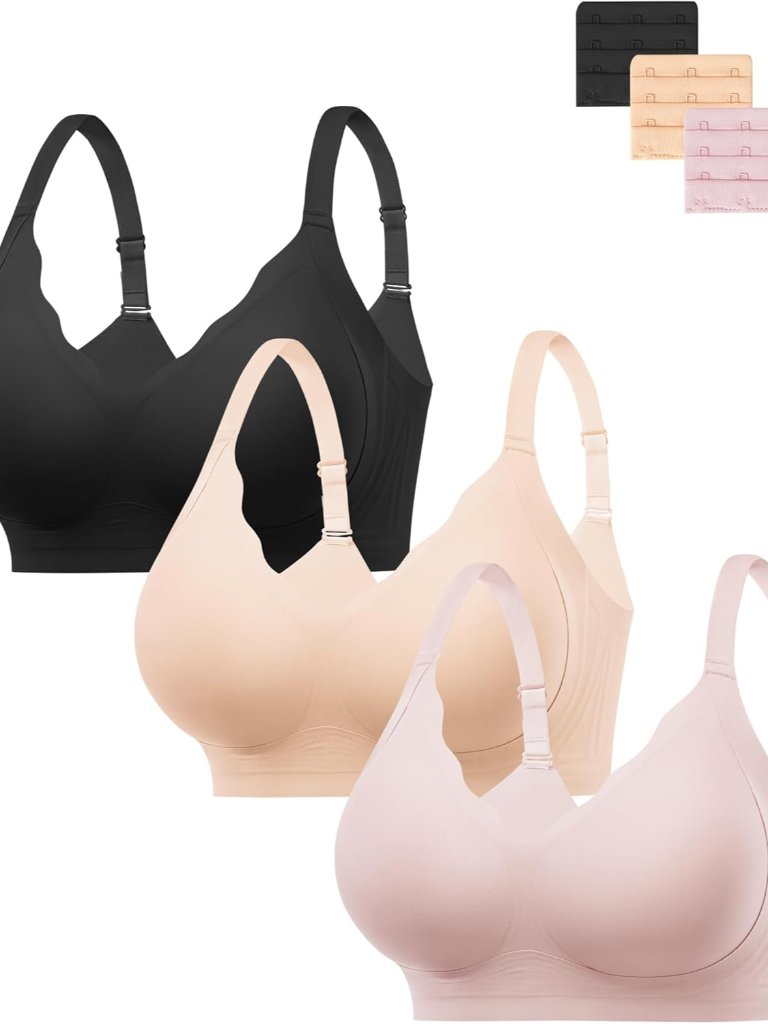 Jelly Bras For Women No Underwire 3pcs Comfort Wireless Push Up Bras Seamless Sc